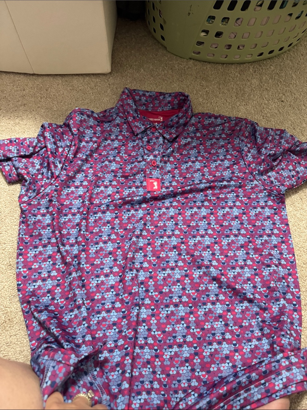 Performance Polo in Purple and Blue Geometric Print